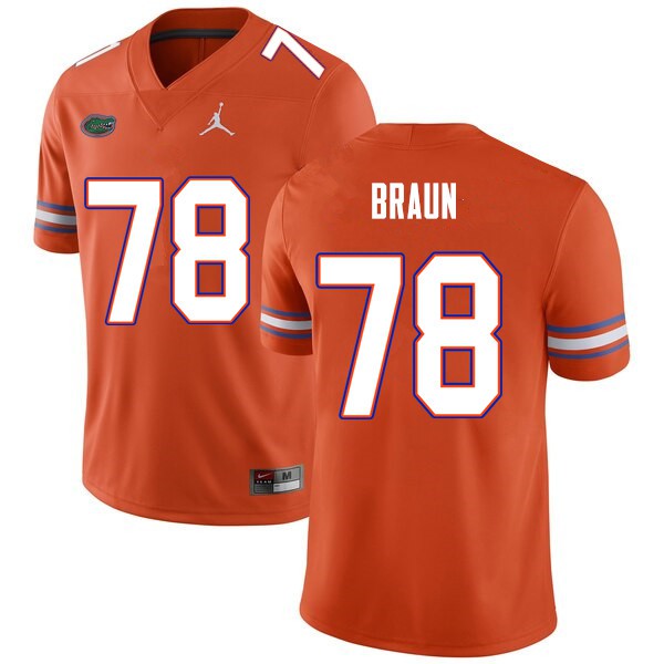 Men #78 Josh Braun Florida Gators College Football Jerseys Orange